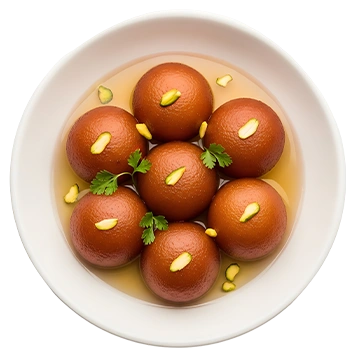 A warm gulab jamun, a scoop of vanilla ice cream, and a garnish of fresh mint.